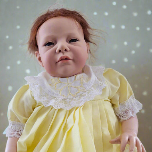 Signed and Numbered Lura Melton Reborn Doll, "Rena," in Yellow Dress