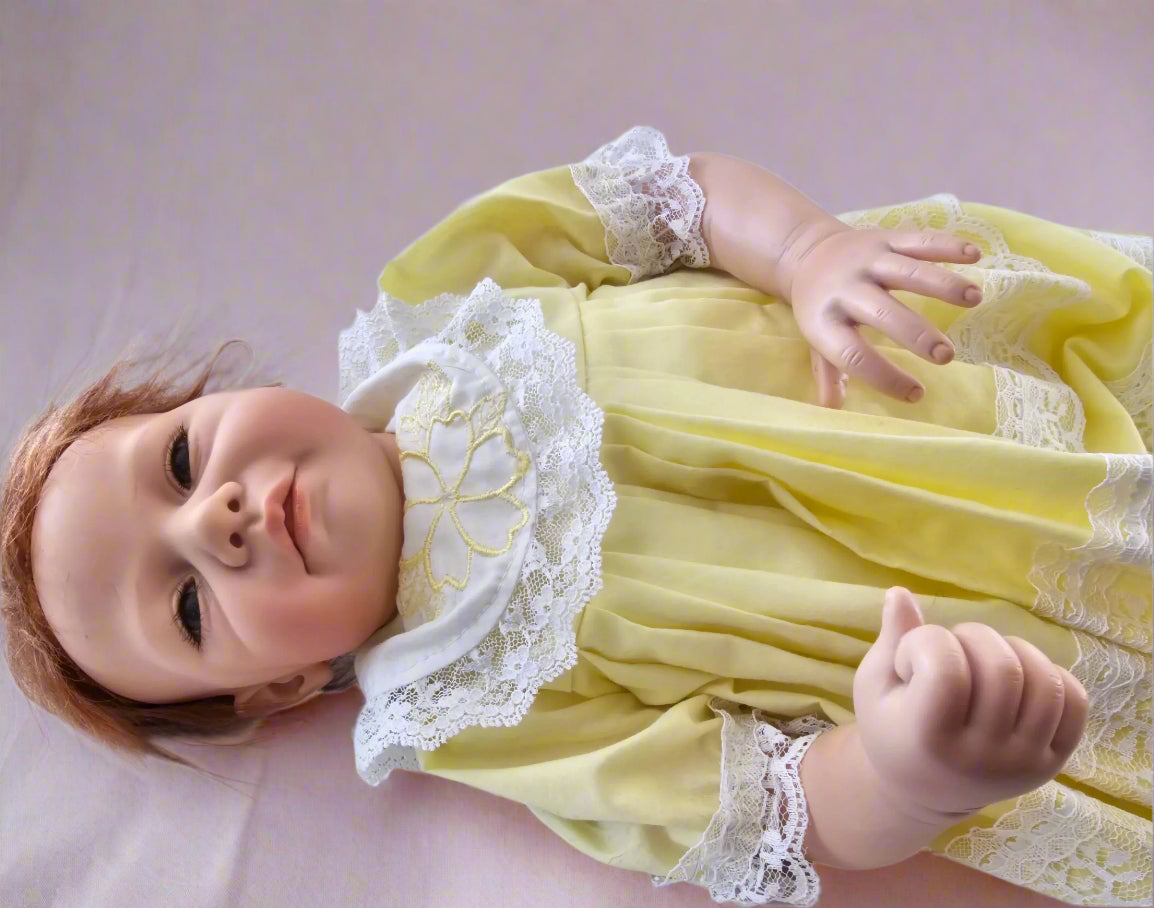 Signed and Numbered Lura Melton Reborn Doll, "Rena," in Yellow Dress