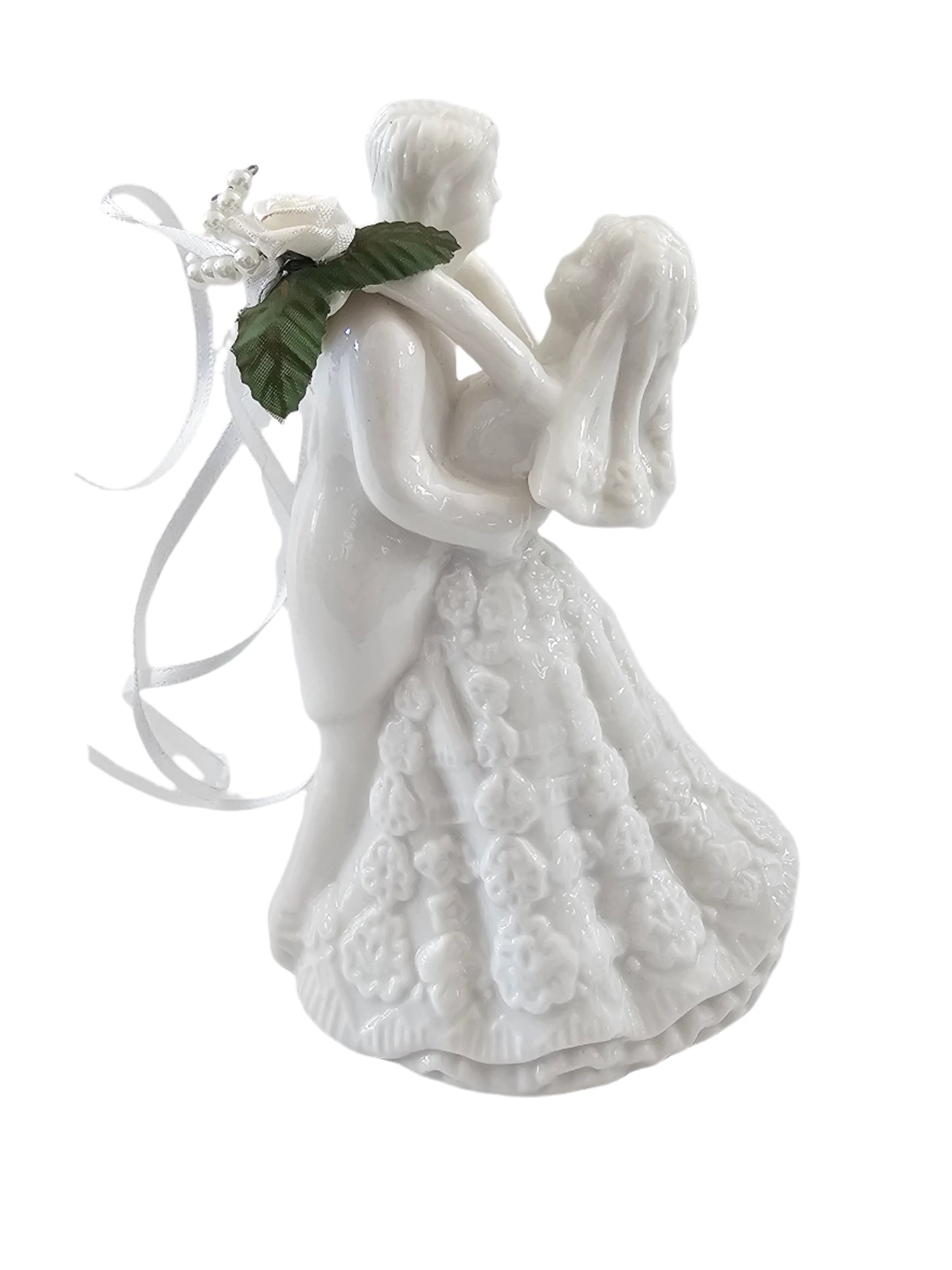 Wedding Cake Topper - Dancing Bride and Groom, White