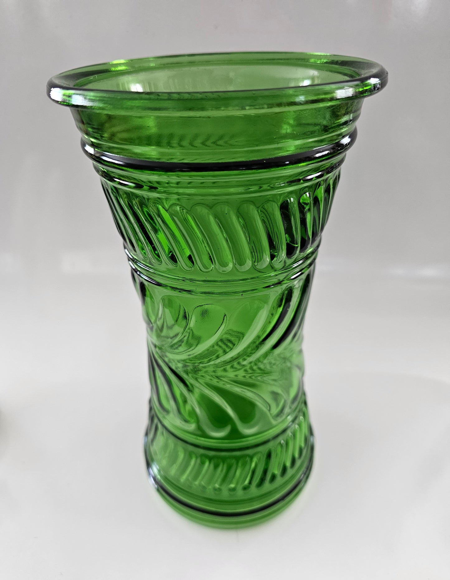 9" Emerald Green Pressed Glass Flower Vase