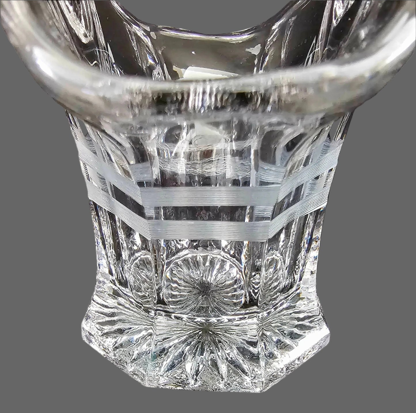 Vintage Etched Glass Basket or Vase, Easter or Wedding Decor, Bridal Bouquet, Art Deco or Art Nouveau Etching