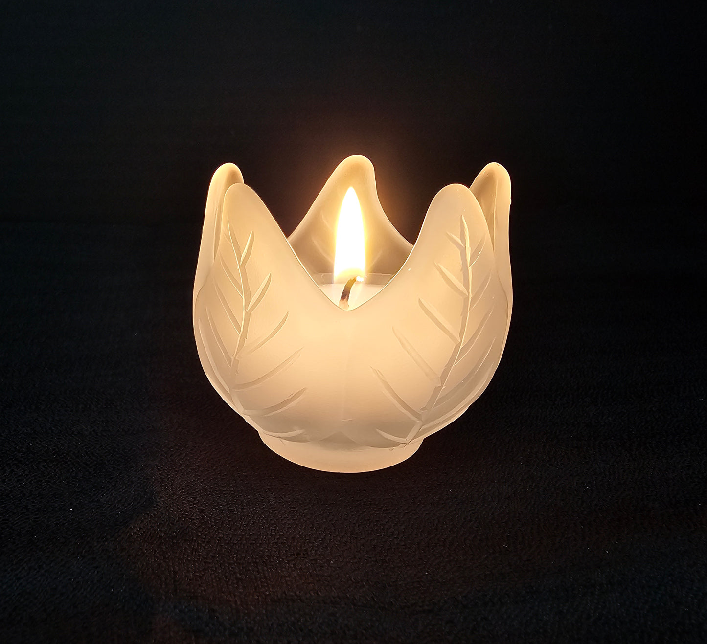 PartyLite Frosted Glass Lotus Blossom Tea Light or Votive Holder