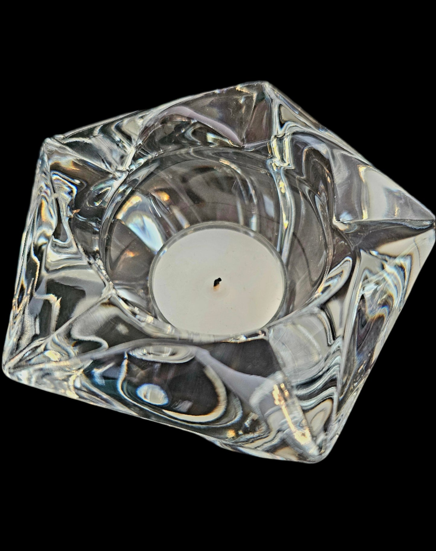 Crystal Candle Holder with a Twist! Holds tea light or votive.