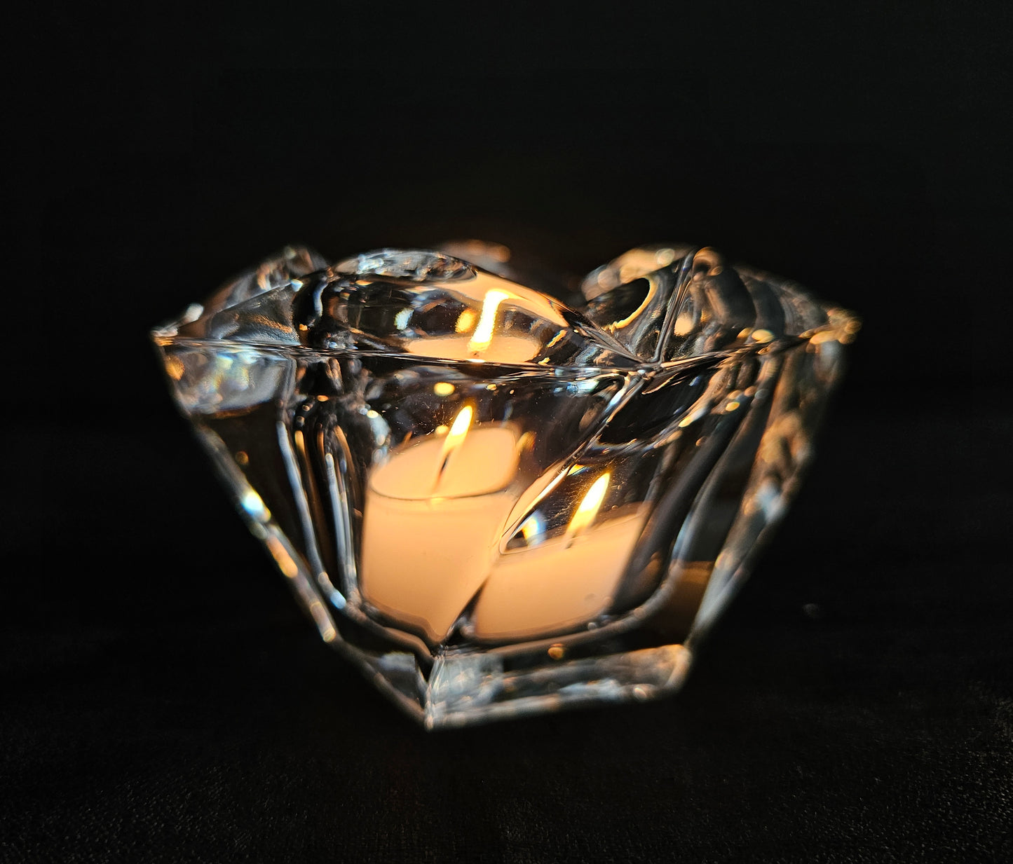 Crystal Candle Holder with a Twist! Holds tea light or votive.