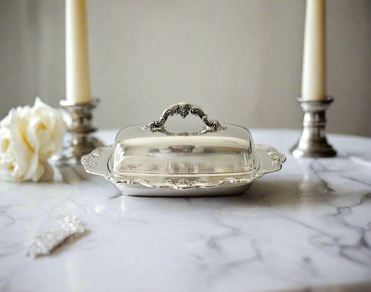 Silverplate Butter Dish, Chantilly Pattern, by Gorham, #YC 1307