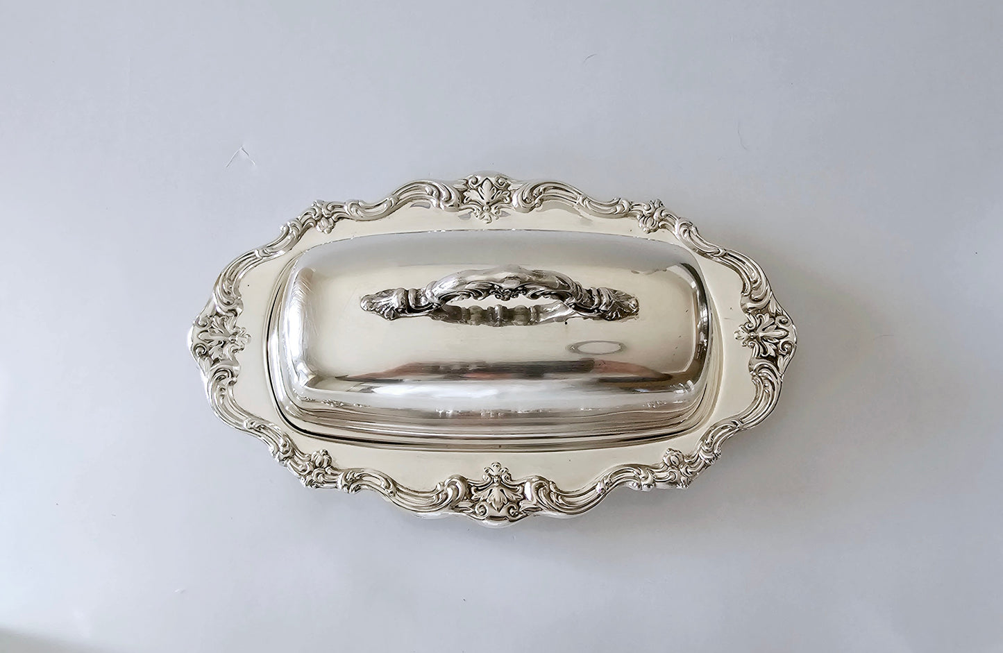 Silverplate Butter Dish, Chantilly Pattern, by Gorham, #YC 1307