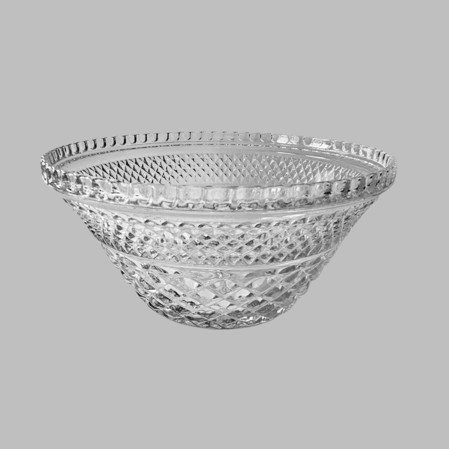 Anchor Hocking Pressed Glass Punch Bowl Stand | Salad Bowl, "Wexford" Pattern