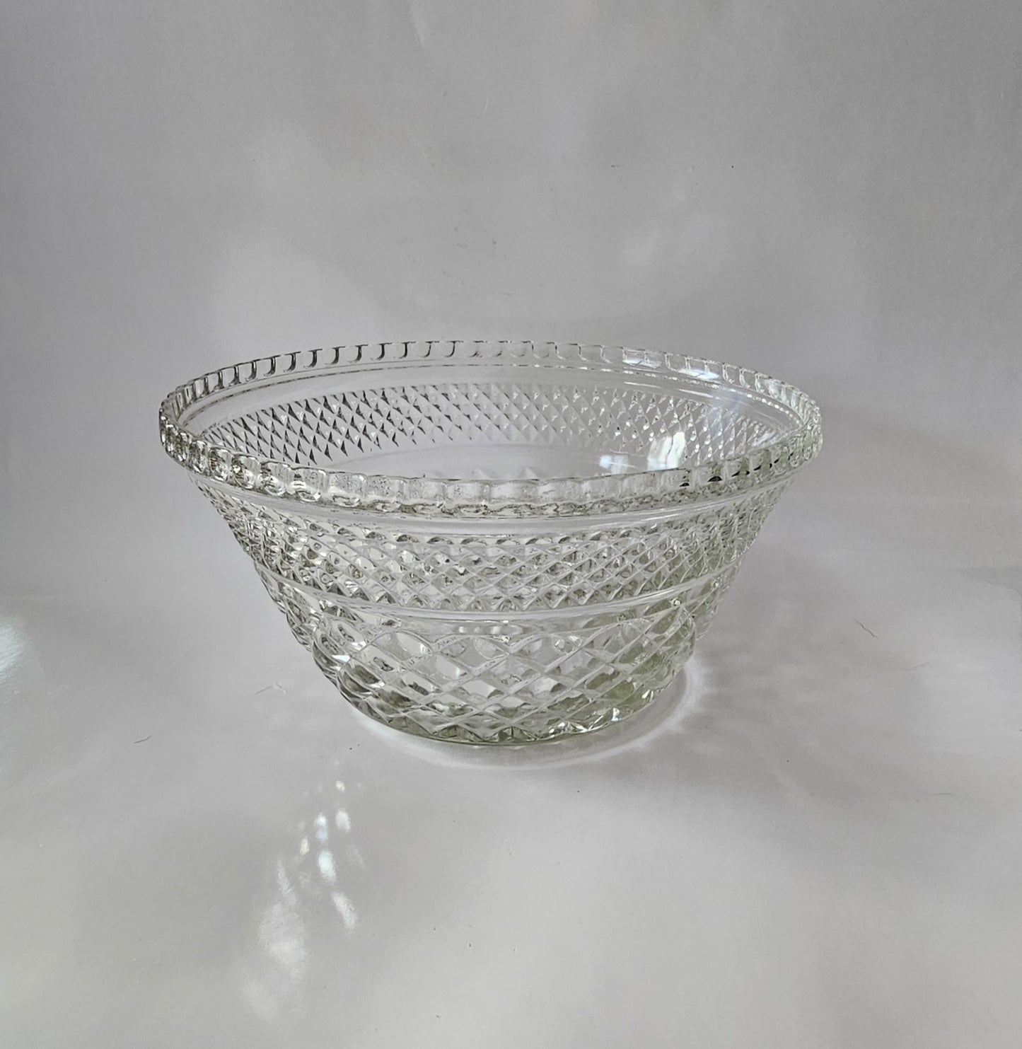 Anchor Hocking Pressed Glass Punch Bowl Stand | Salad Bowl, "Wexford" Pattern