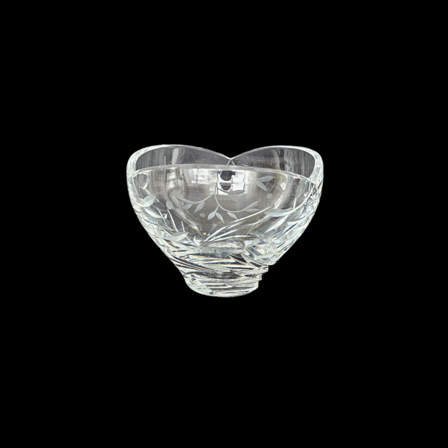 Lead Crystal Open Sugar Bowl with Floral Etching, Lenox "Open Innocence" Pattern