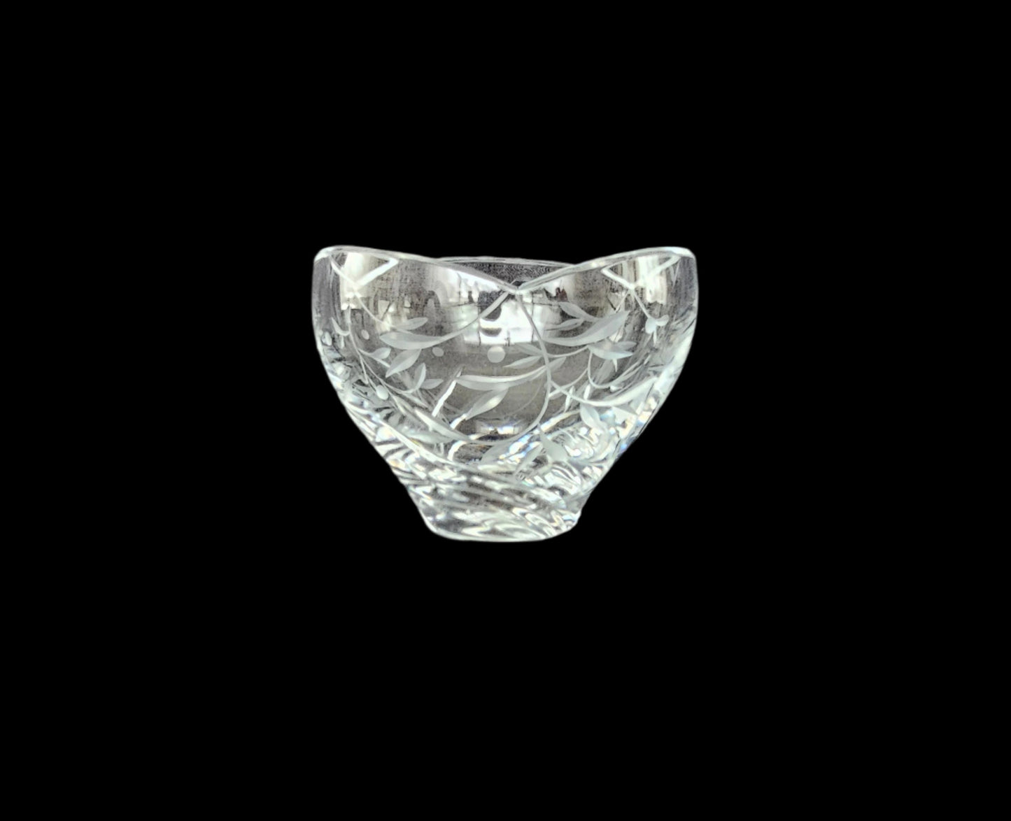 Lead Crystal Open Sugar Bowl with Floral Etching, Lenox "Open Innocence" Pattern