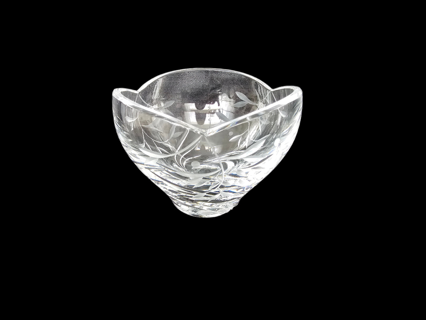 Lead Crystal Open Sugar Bowl with Floral Etching, Lenox "Open Innocence" Pattern