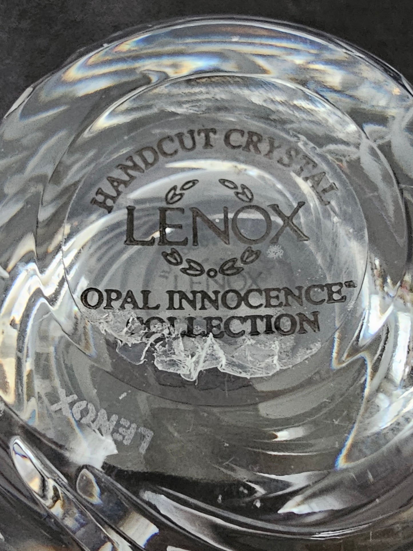 Lead Crystal Open Sugar Bowl with Floral Etching, Lenox "Open Innocence" Pattern