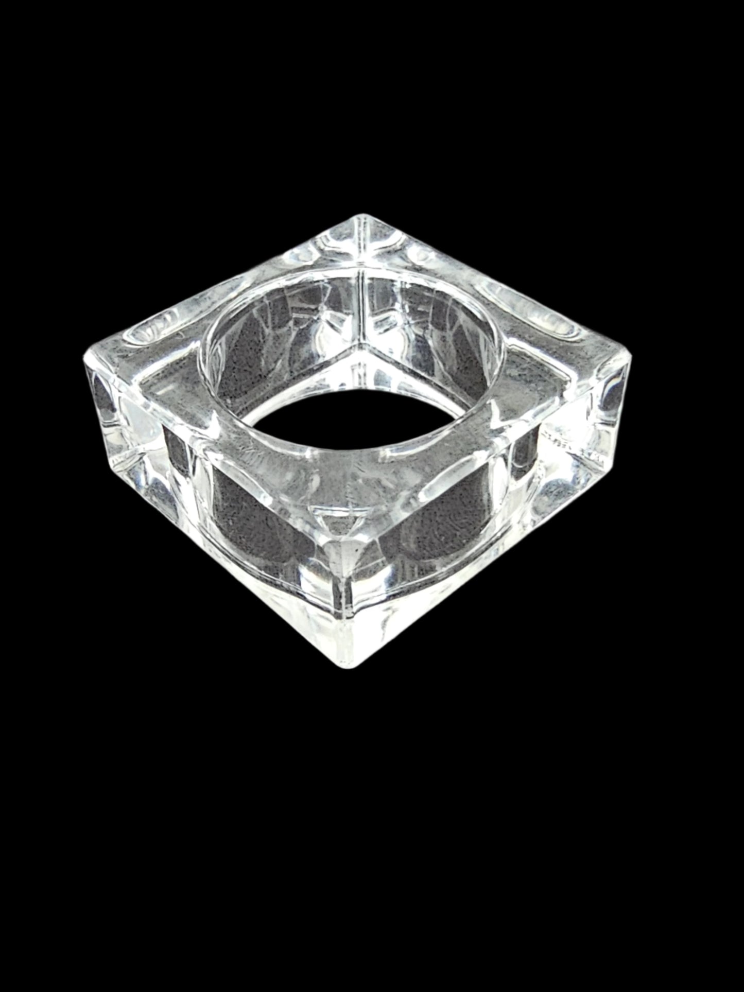 Set of 6 Lucite Clear Napkin Rings, Square, Mid-Century Modern (MCM)