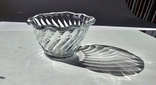 1950's Anchor Hocking Sherbet Dish, Clear Swirl Pattern | Mid-Century Modern