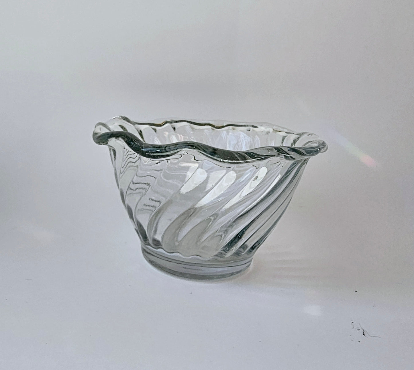 1950's Anchor Hocking Sherbet Dish, Clear Swirl Pattern | Mid-Century Modern