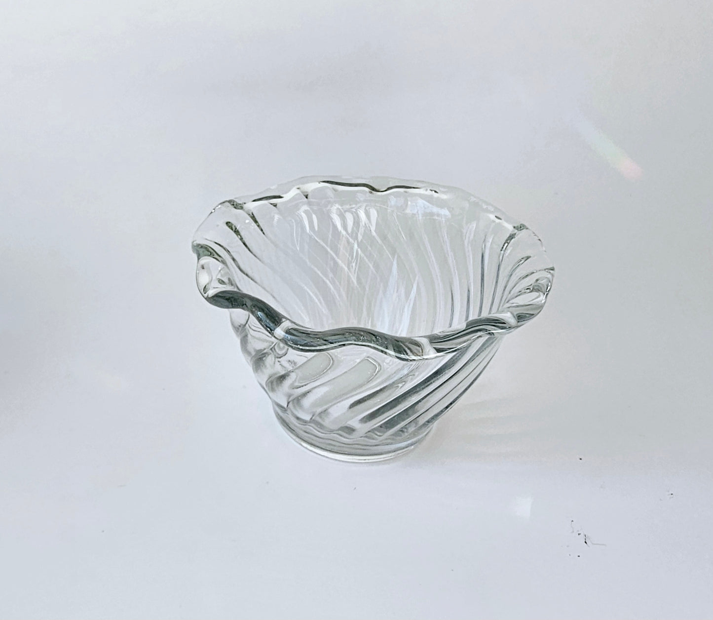 1950's Anchor Hocking Sherbet Dish, Clear Swirl Pattern | Mid-Century Modern