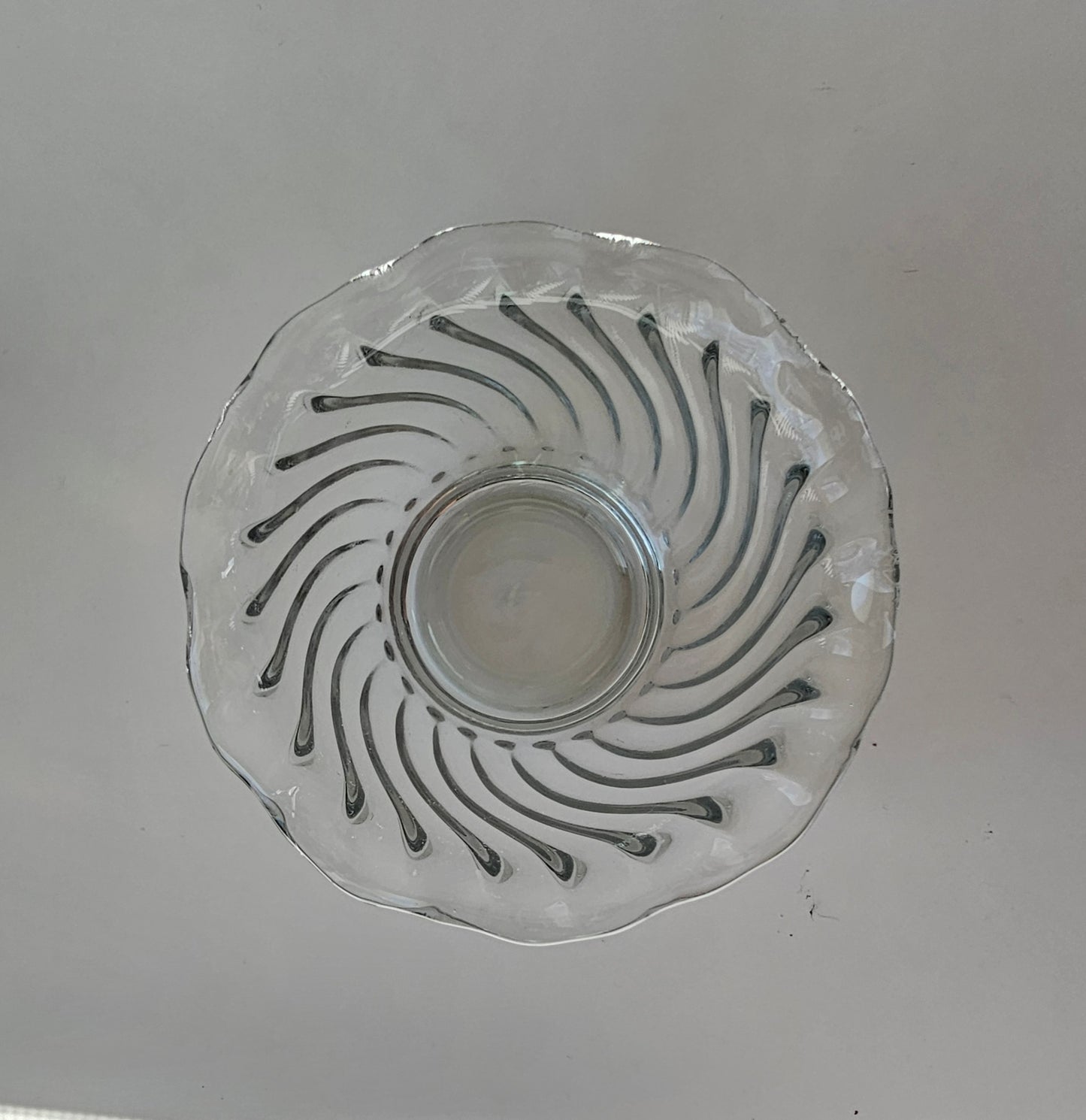 1950's Anchor Hocking Sherbet Dish, Clear Swirl Pattern | Mid-Century Modern