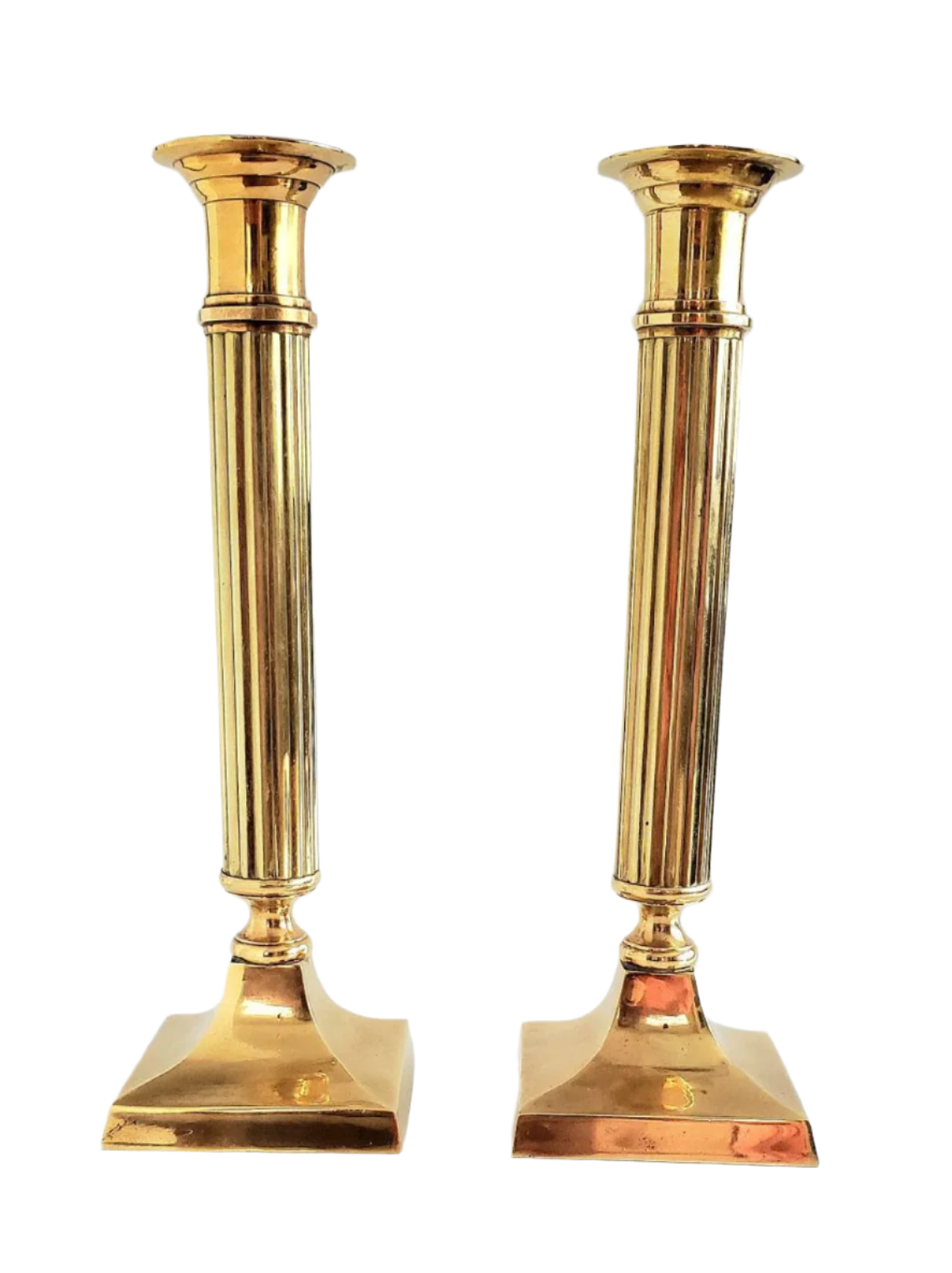 Pair 9" Brass and Copper Candlestick/Taper holders, Grecian Style, Vintage