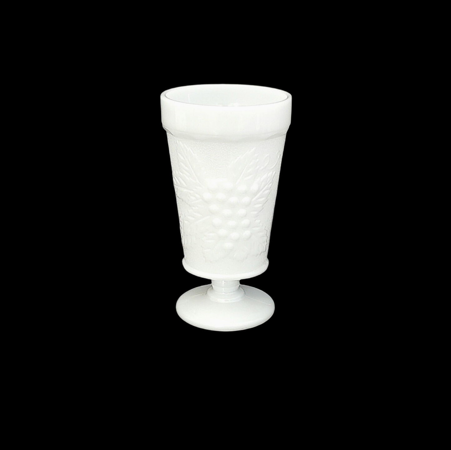 Anchor Hocking Harvest Grapes Collection Footed Water Goblet, Milk Glass