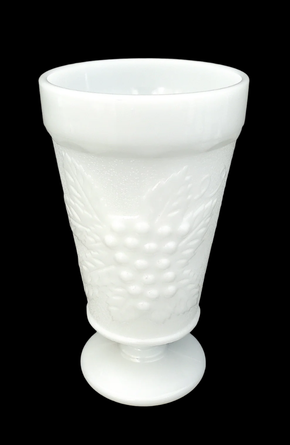 Anchor Hocking Harvest Grapes Collection Footed Water Goblet, Milk Glass