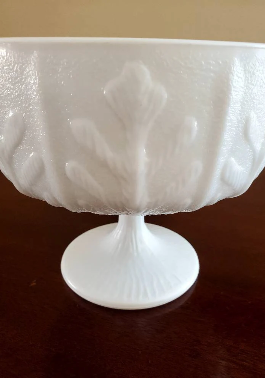 Oak Leaf Collection FTD Milk Glass Footed Bowl