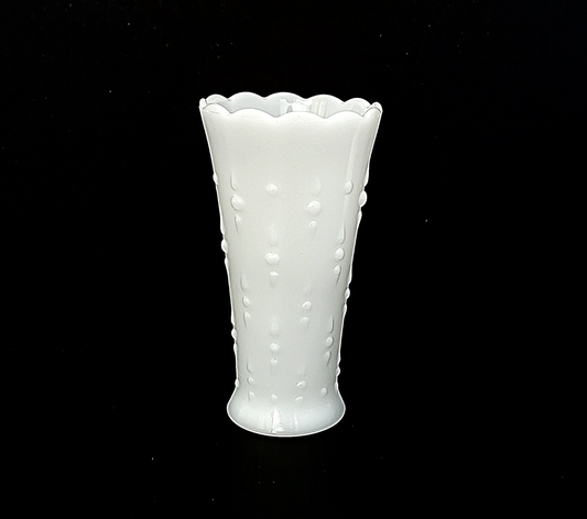 7" Milk Glass Vase, Vintage Anchor Hocking Teardrop and Pearl Pattern