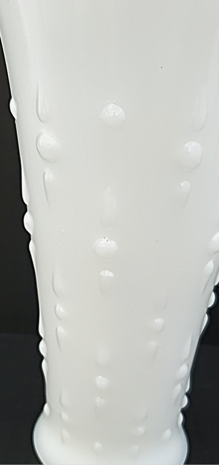 7" Milk Glass Vase, Vintage Anchor Hocking Teardrop and Pearl Pattern