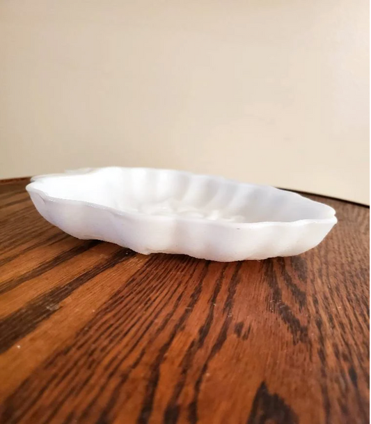 Hazel Atlas Milk Glass Candy Dish, Trinket Dish, Jewelry Dish