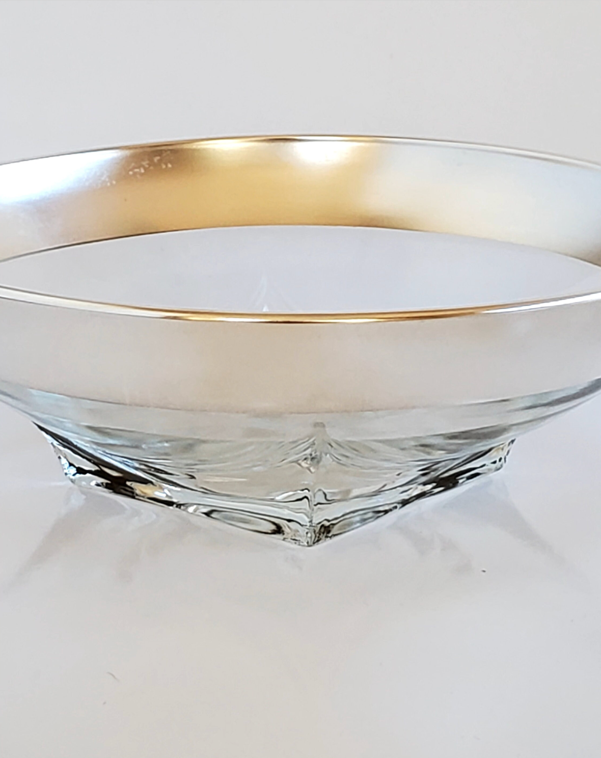 Set of 6 MCM Crystal Salad Bowls with Silver Plate Rim, Circa 1960's, Dorothy Thorpe Style