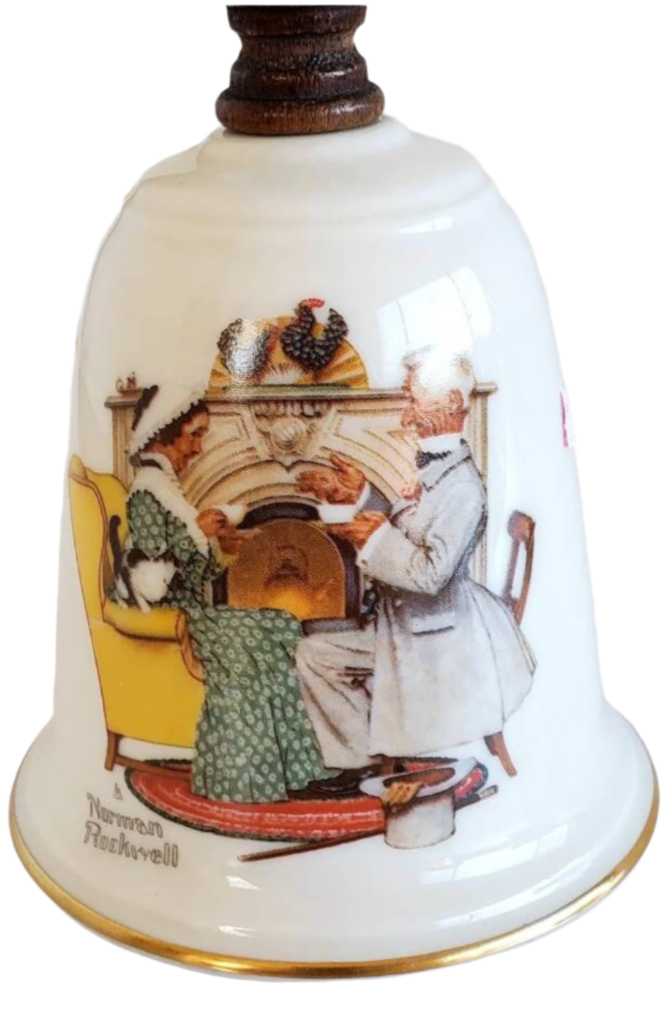 1978 Norman Rockwell 9" Bell by Gorham Fine China, Features Love's Harmony, "Gaily Sharing Vintage Times"