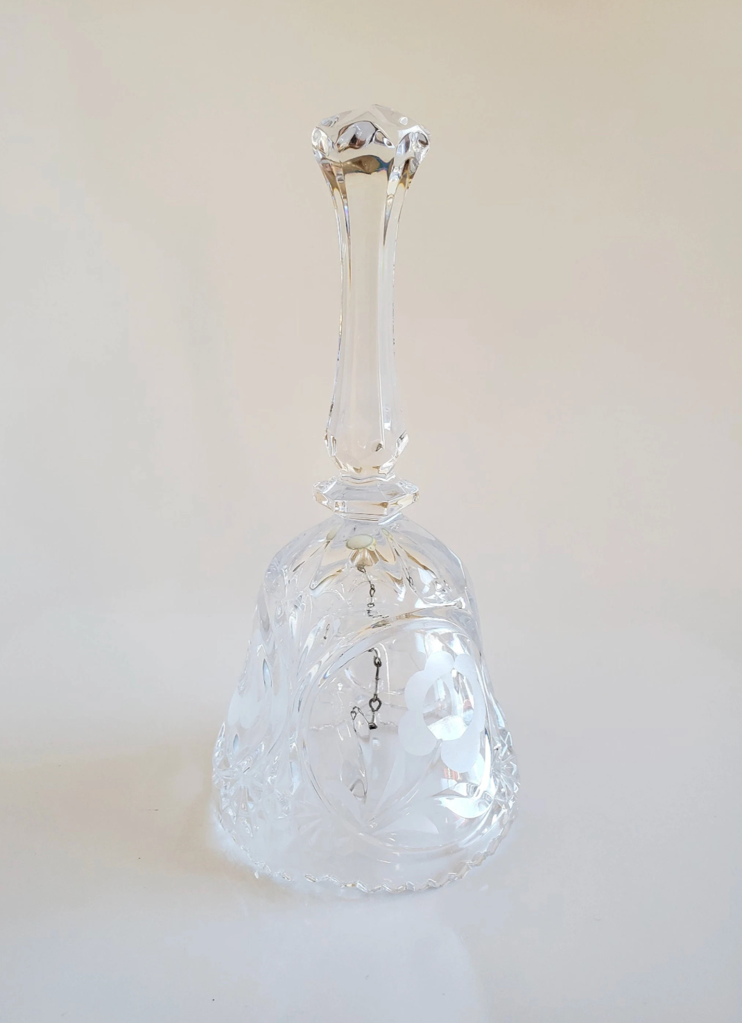 8" Crystal Dinner Bell from Hofbauer | Acid-Etched flowers | 24% Lead Crystal