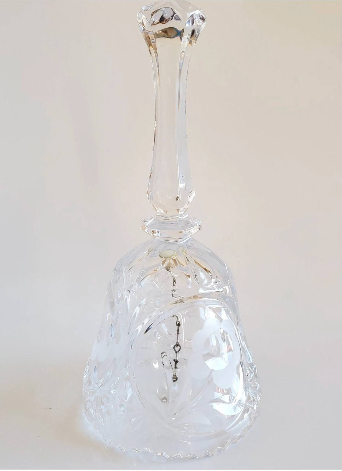 8" Crystal Dinner Bell from Hofbauer | Acid-Etched flowers | 24% Lead Crystal