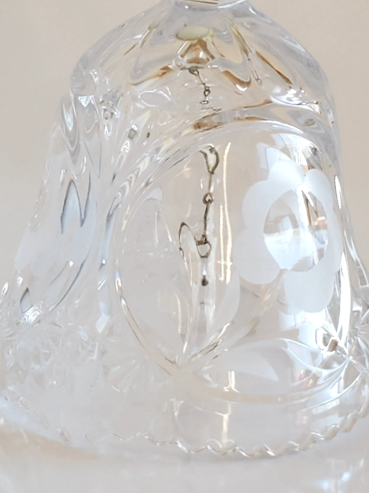 8" Crystal Dinner Bell from Hofbauer | Acid-Etched flowers | 24% Lead Crystal