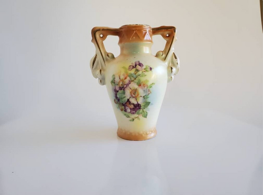 Early 1900's Hand Painted Ceramic Vase, Urn Style, Made in Czechoslovakia