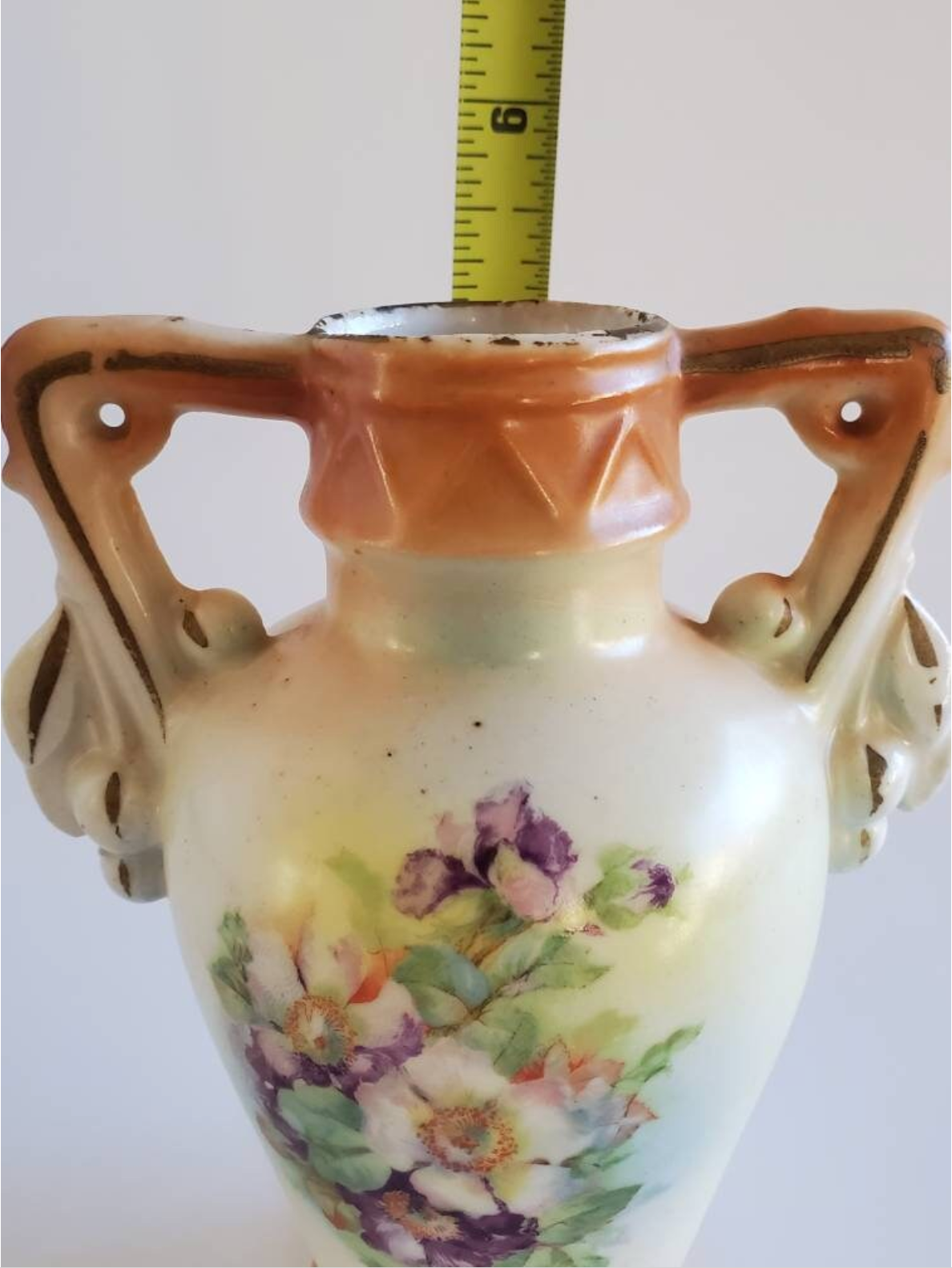 Early 1900's Hand Painted Ceramic Vase, Urn Style, Made in Czechoslovakia