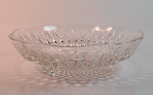 Footed Anchor Hocking Candy Dish, Concentric Bubble Pattern