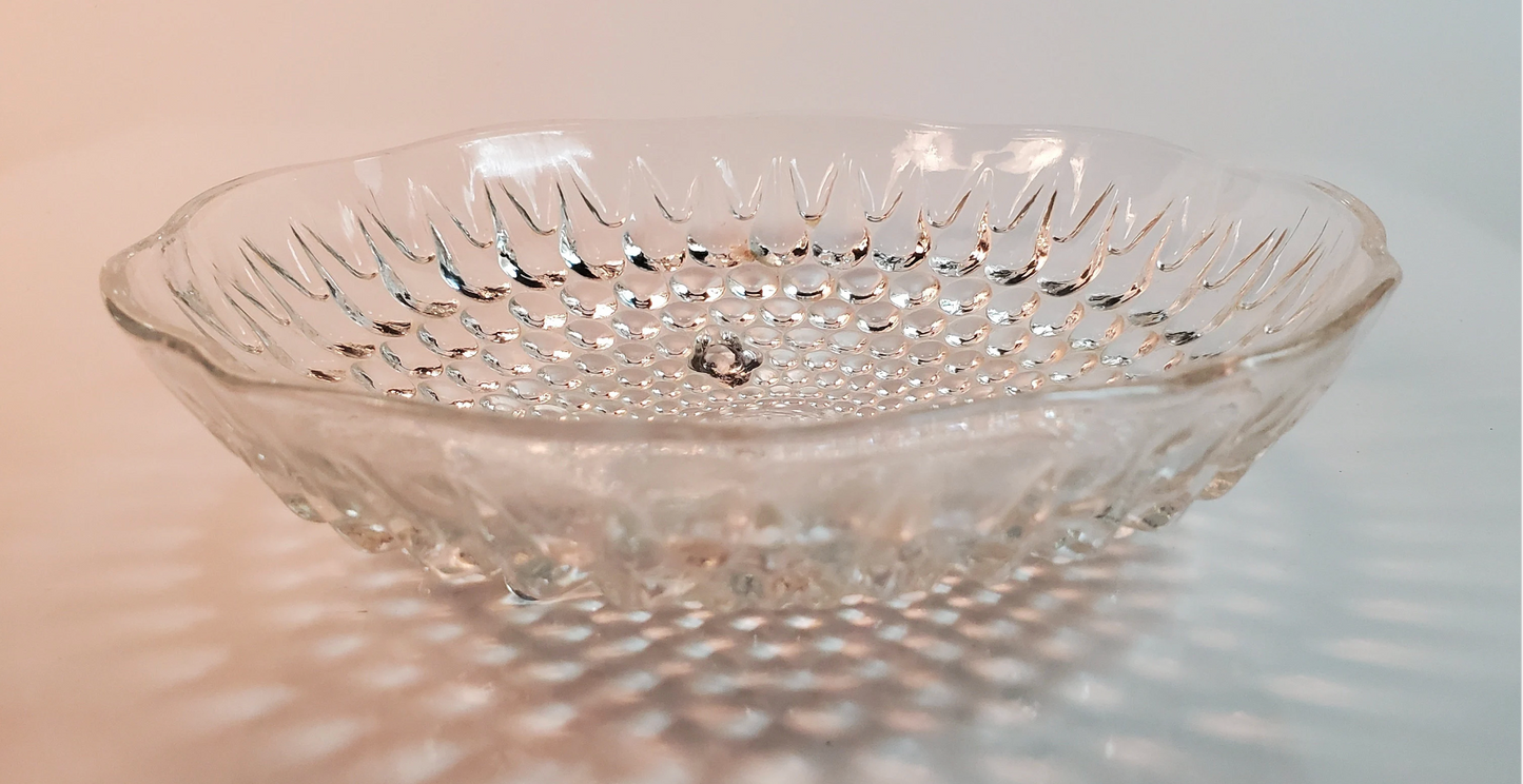 Footed Anchor Hocking Candy Dish, Concentric Bubble Pattern