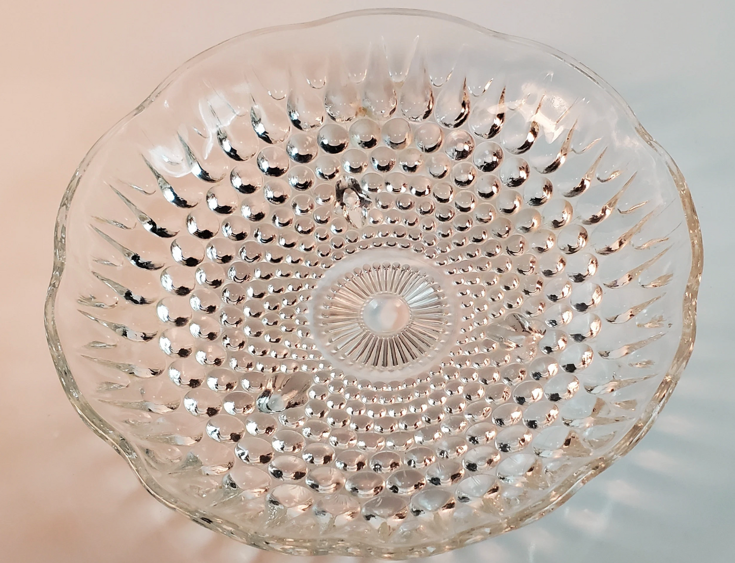 Footed Anchor Hocking Candy Dish, Concentric Bubble Pattern