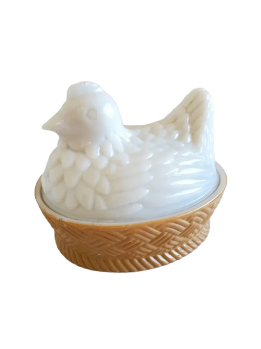 Avon Milk Glass Chicken on Nest