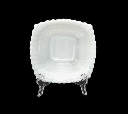 Mid-Century Modern Hazel Atlas Candy Dish | Milk Glass | Hobnail Pattern