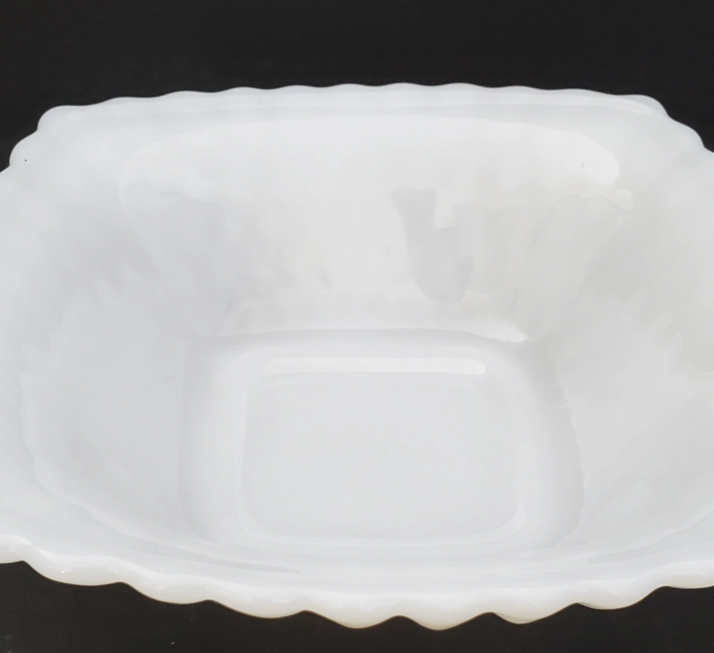 Mid-Century Modern Hazel Atlas Candy Dish | Milk Glass | Hobnail Pattern