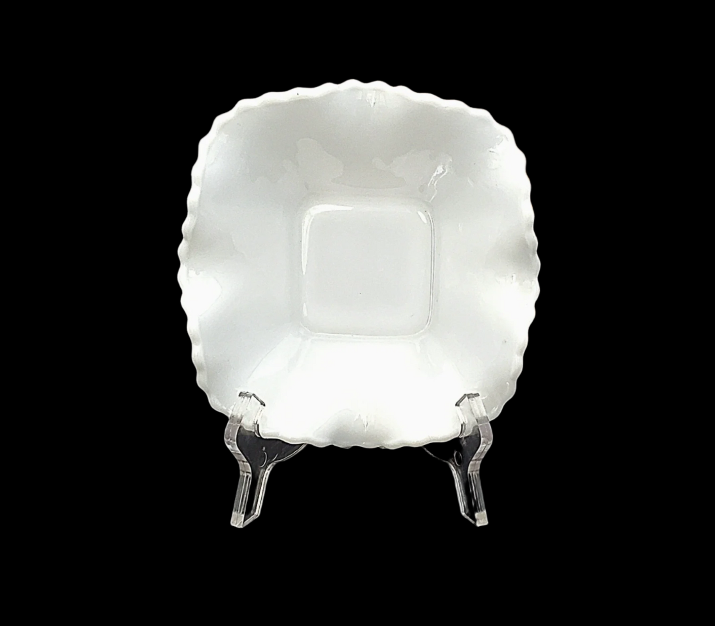 Mid-Century Modern Hazel Atlas Candy Dish | Milk Glass | Hobnail Pattern