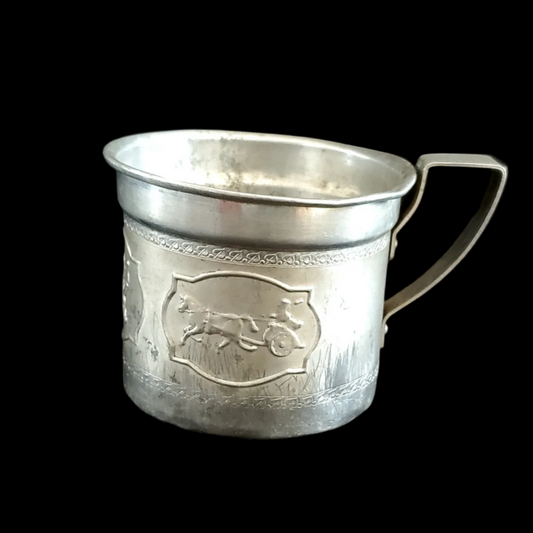 Aluminum Child's Cup with Circus Scenes | Damaged