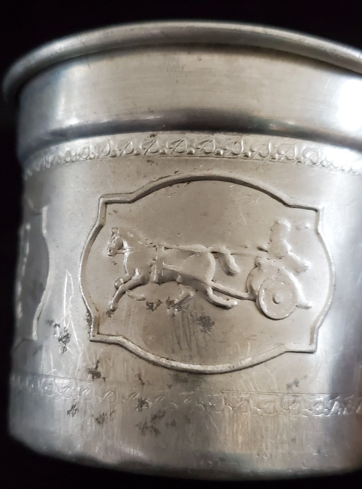 Aluminum Child's Cup with Circus Scenes | Damaged