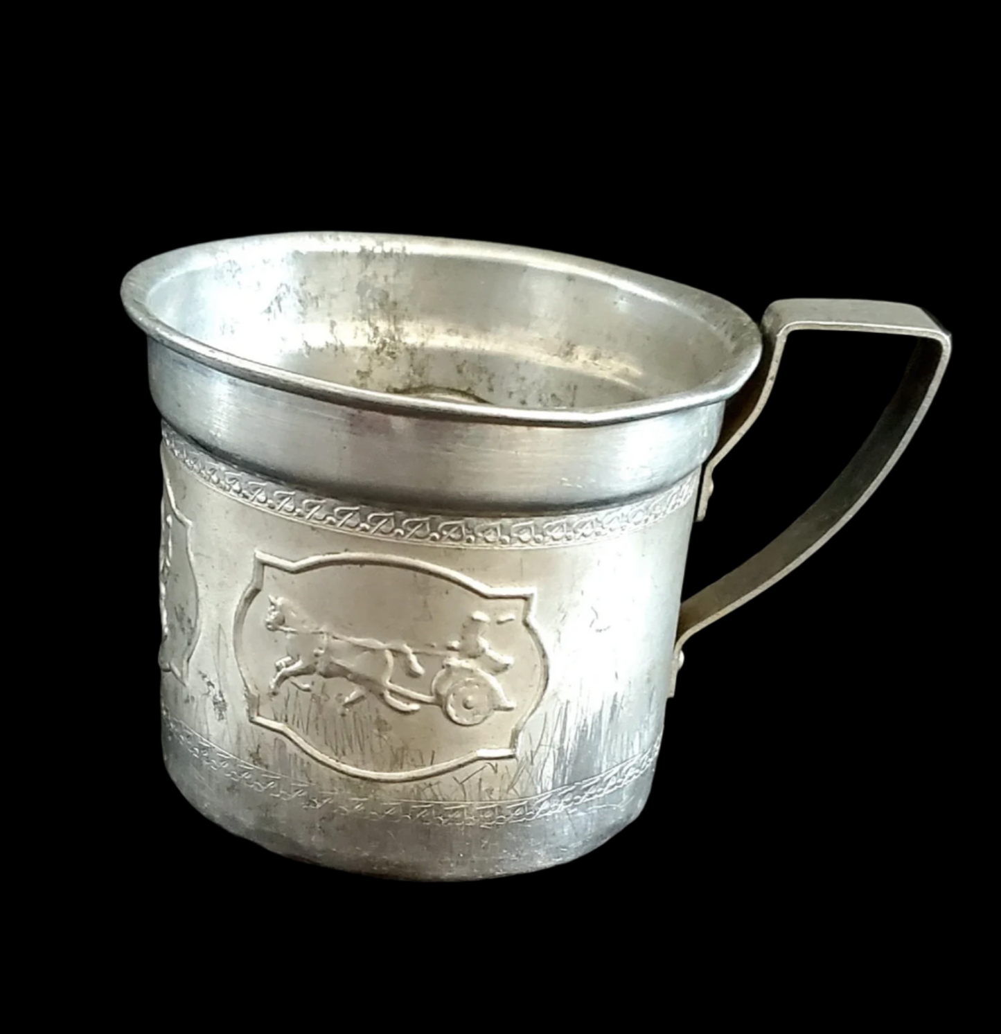 Aluminum Child's Cup with Circus Scenes | Damaged