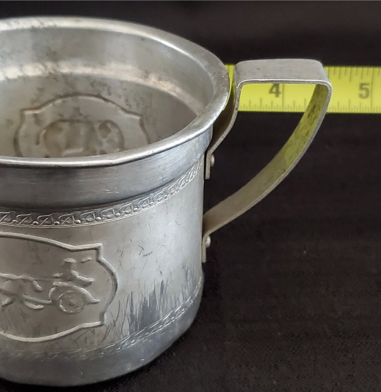 Aluminum Child's Cup with Circus Scenes | Damaged