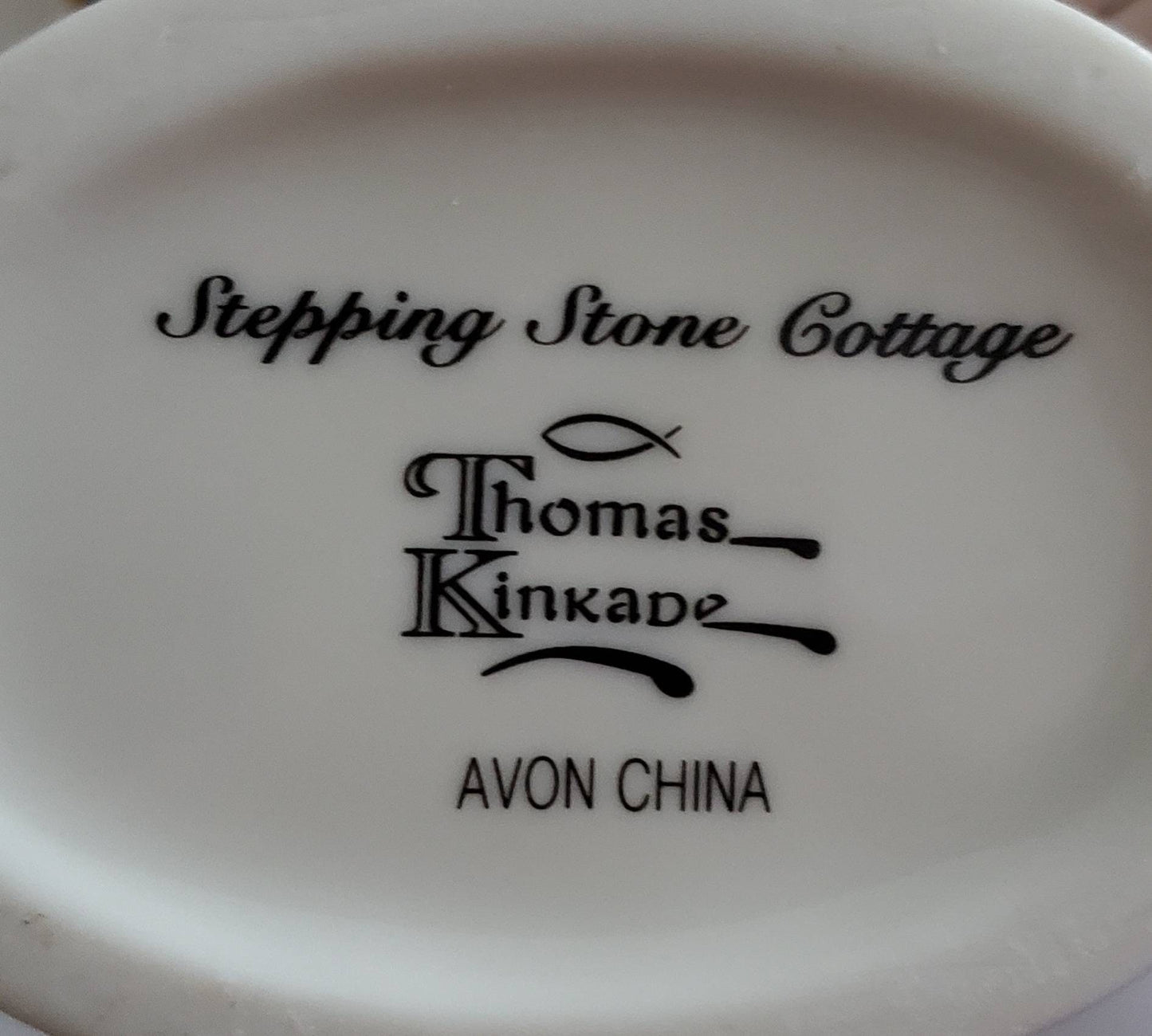 Gorgeous Vintage Thomas Kinkade Sugar and Creamer Set with Spoon, by Avon China, "Stepping Stone Cottage," "New Day Dawning"