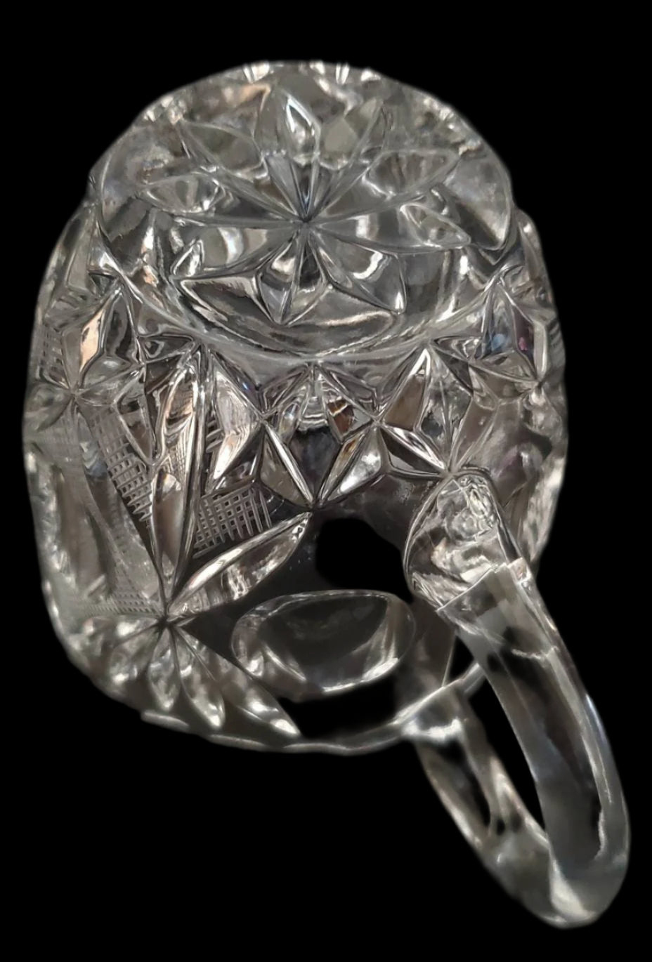 Vintage Cut Lead Crystal Creamer with Diamond and Button Pattern