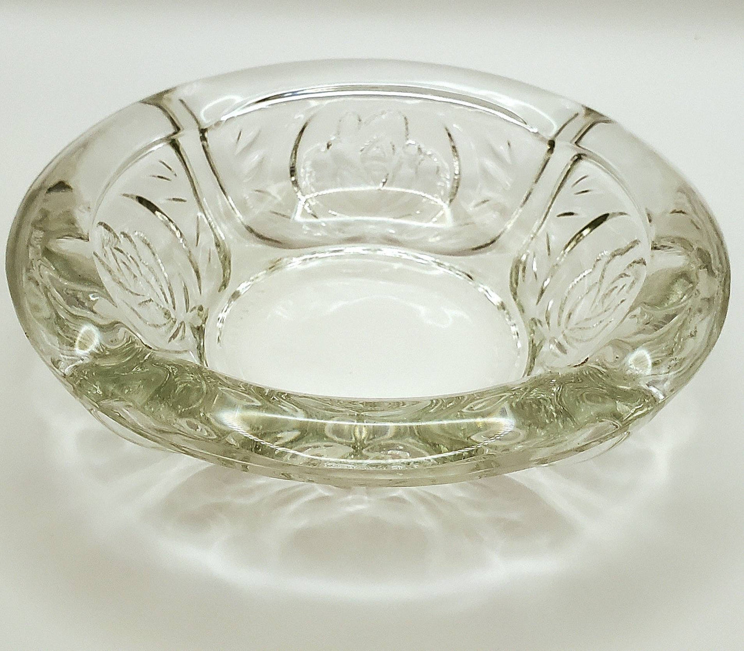 Pressed Glass Ashtray with Rose Detail from KIG Indonesia