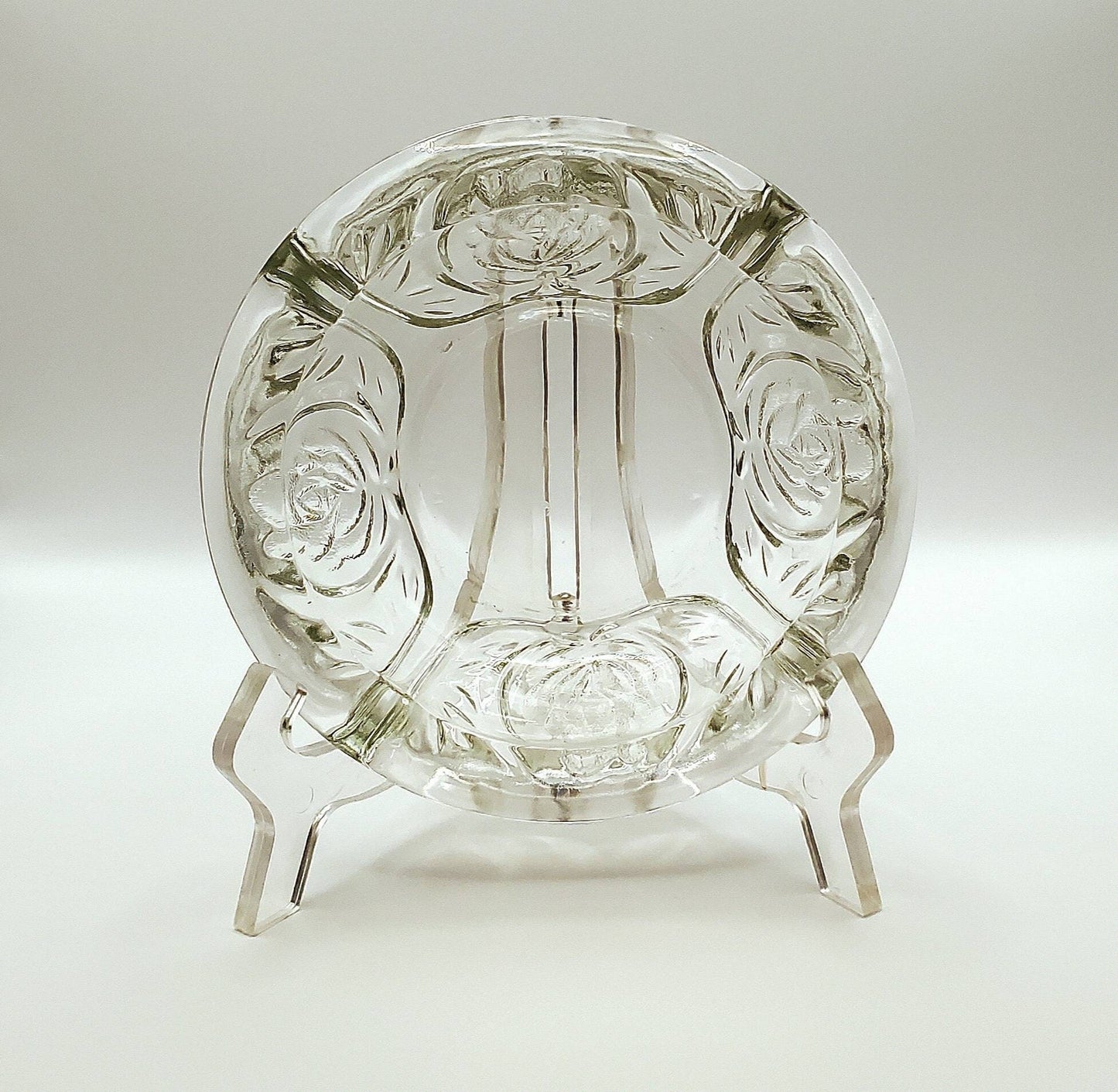 Pressed Glass Ashtray with Rose Detail from KIG Indonesia